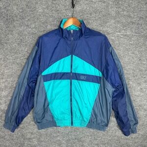 Vintage Nike Colorblock Windbreaker Jacket Men's Large Blue Teal Gray Athletic